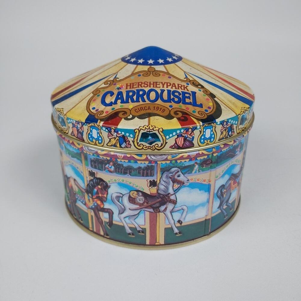 Vintage‎ 1996 Hershey Park Carousel Metal Tin Hometown Series Canister